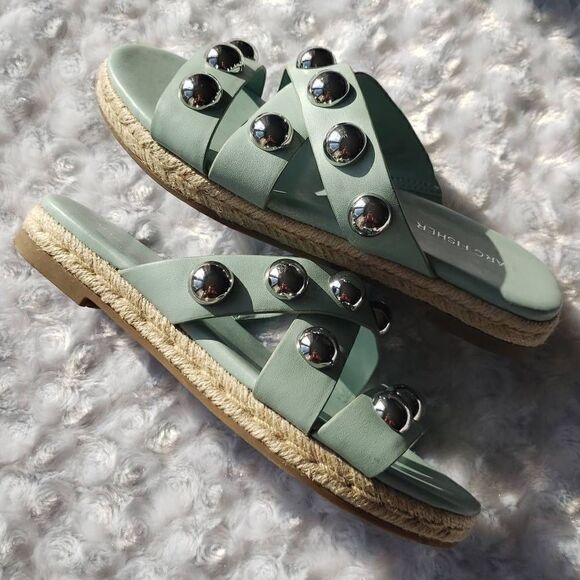 Marc Fisher Women Sandal Prisca Slip On Studded Espadrille Blue Size 6 - Picture 8 of 9